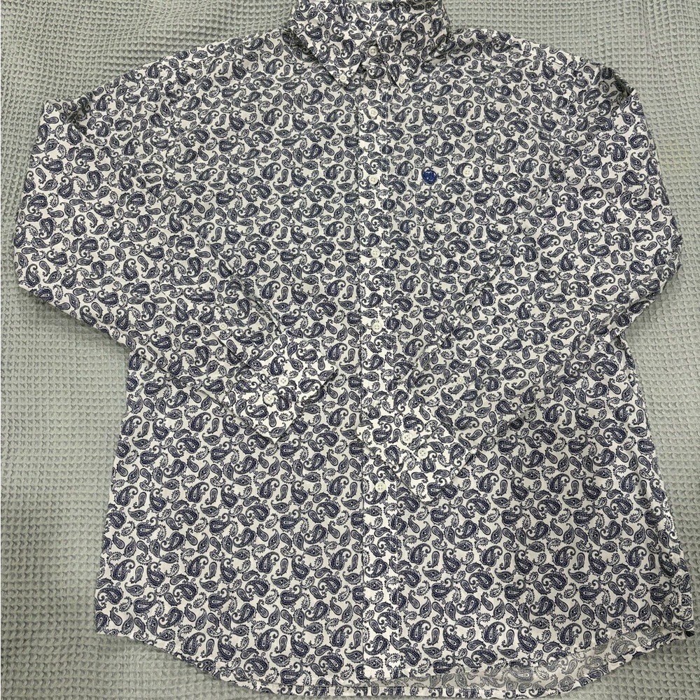 Men’s wrangler western button up shirt paisley print sz. L